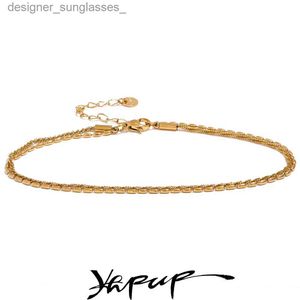 Anklets Yhpup Classic Double Layer Exquisite Chain Stainless Steel Stylish Anklet Women Tren Summer Charm Gold Silver Color JewelryL231116