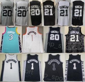 Mens Basketball City Keldon Johnson Jersey 3 Manu Ginobili 20 Tim Duncan 21 Victor Wembanyama 1 Earned Stitched Statement Andnings Black White Grey Team Shirt