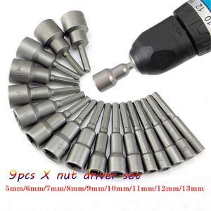 Skruvmejslar 9 st/set 5mm-13mm Hex Sockets Hylsa Möten Mutter Driver Set Skruvmejsel Schroevendraaier Bits S Tools 230414