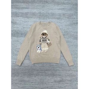 Women's Sweaters Rl Cartoon Bear Embroidery Fashion Long Sleeve Knitted Pullover Wool Cotton Soft Unisex Knit Nl 771