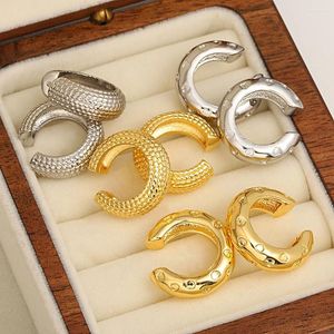 Backs Earrings Stainless Stee Oversize Chunky Ear Cuff For Women C-Shape Stacked Stud Tube Thick Round Circle Clip Earring Jewelry