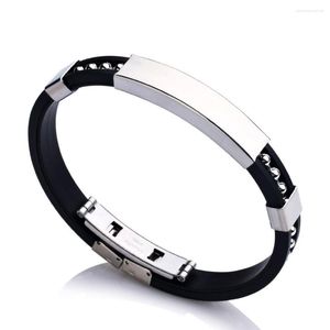 Braccialetti con ciondoli 2023 Gioielli di moda Bracciale in silicone liscio in acciaio inossidabile Linea in gomma retrò con perline per uomini e donne