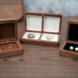 Mücevher Torbaları Ahşap Kutu Kolye Küpe Halkası Bileklik Paketleme Kılıfı Retro Minimalist Düğün Bayan Hediye Depolama Organizatör