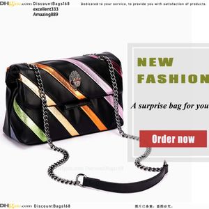 New Kurt Geiger Product Women Bag designer bag stripes rainbow bag metal sign Treasure-G Top Genuine Leather MINI London Kensington