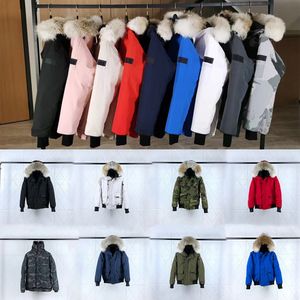 Top Parkas Coats Tasarımcı Erkek Kadın Tasarımcıları Down Kanadalı Kazan Ceketler Veste Homme Kış Jassen Puffer Büyük Kürk Hoodies Fourrure Outewear Manteau Hiver A082