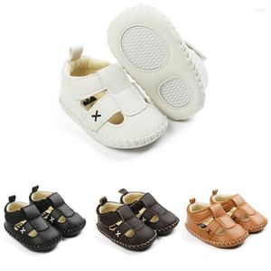 First Walkers 2023 Baby Girls Boys Non-Slip PU Leather Walking Shoes Buckle Strap Soft Sole Solid Infant Slip-on Sock 0-18 Months