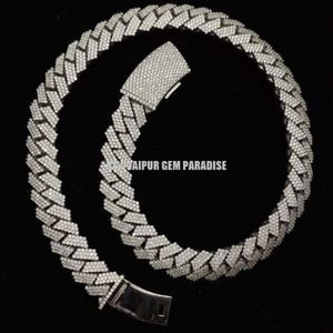 20mm Cuban Link Chain Vvs1 Quality Moissanite Diamond Sterling Sier White Gold Plated | Men Necklace