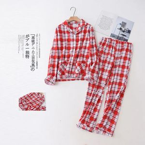 Kvinnors sömnkläder Kvinnors pyjamas Plus Size S-XL Kläder Damer Flanell Cotton Home Wear Suit Autumn Winter Pyjamas Plaid Print Sleep Tops 231116