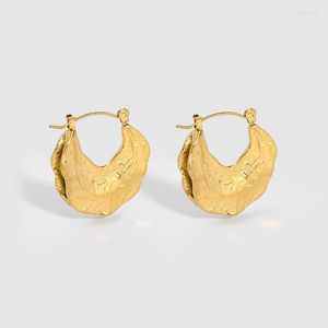Hoop Earrings Stylish Irregular Hammered Texture Statement For Women 18k Gold Plated Chunky Waterproof Fashion Jewlry Gift