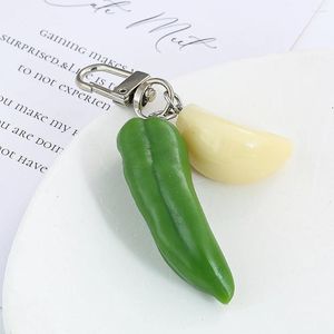 Schlüsselanhänger PVC Simulation Chili Knoblauch Lebensmittel Schlüsselanhänger für Frauen Männer Geschenk Aussage Einzigartige kreative Tasche Autoschlüssel Airpods Box Schmuck