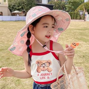 CAPS HATS BARN SUN HAT JUSTERABLE - Outdoor Toddler Swim Beach Pool Hat Kids Upf 50 Wide Brim Chin Strap Summer Play Hat 231115