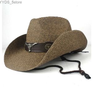 Cappelli a tesa larga Cappelli a secchiello 2019 Estate Str Uomo Donna Nero Cappello da cowboy occidentale Cappello a tesa larga Outdoor Sombrero Hombre Cappello da cowgirl YQ231116