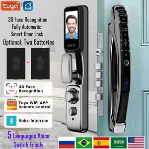 Smart Lock Tuya App 3D Face Recognition Smart Door Lock Voice Intercom Digital Door Lock Camera Video Call Automatic Door LockL231116