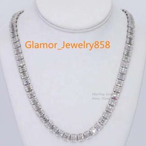 완전히 아이스 아웃 테니스 클러스터 링크 체인 Sier 8mm Baguette VVS Moissanite Tennis Chain Pass 다이아몬드 테스터