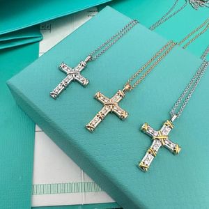 cross necklace diamond chain necklaces for men women moissanite jewelry Retro Vintage X pendant rose gold Necklace party birthday christmas Gift free shipping