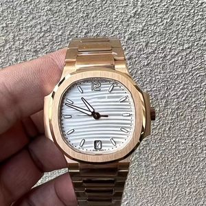 3K Luxury Watch pp 7118 NAUTILUS Women's Watch 324 Movimento mecânico 45 horas Tamanho do armazenamento de energia 35,2 mm de espessura de 8,3 mm de ouro rosa com mostrador branco