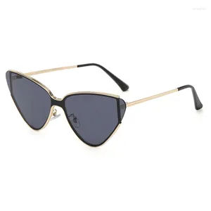 Sunglasses Woman Brand Black Metal Sun Glasses Female Cateye Eyeglasses Ladies Rimless Y2K Cat Eye Vintage UV400