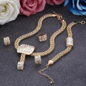 Wedding Jewelry Sets Amazing Price Gold Plate For Women Pendant Statement African Beads Crystal Necklace Earrings Bracelet Rings 231116