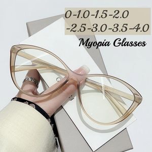 Sunglasses Fashion Finished Myopia Glasses Vintage Cat Eye Blue Light Blocking Eyewear Men Women Luxury Minus Diopter Eyeglasses