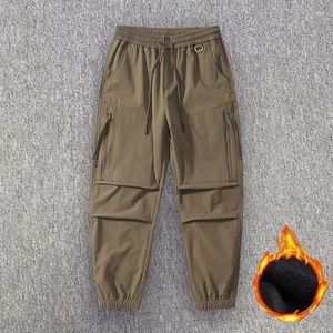 Men's Pants Fleece Lined Casual Versatile Outdoor Cargo Loose Fitting Functional Work Ski With Multiple Pockets