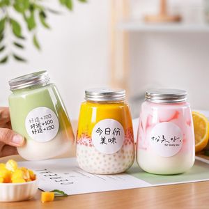 Storage Bottles 5PCS 500ML Tea Milk Fruit Water Cup Beverage Bottle Disposable Yogurt Food Grade Plastic Shop Juice Party