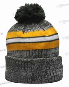 Novo chapéu de malha com listras esportivas de futebol mistura cores fãs da moda GB verde listrado beisebol esportes gorros chapéus ossos Skullies bonés com punho tamanho único Nov16-01