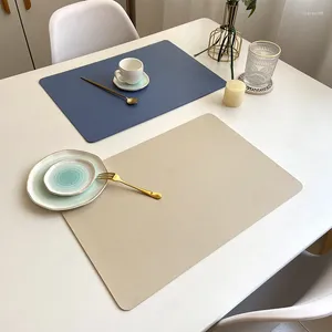 Bordmattor Rektangel Solid Color Placemat PVC Washable Mat Heat Isolation Home Minimalist Nordic Dekoration Köksmaterial