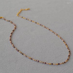 Pendant Necklaces Literary And Elegant Violet Rice Beads Handmade Beaded Extremely Thin Short Collar Chain Necklace For Women