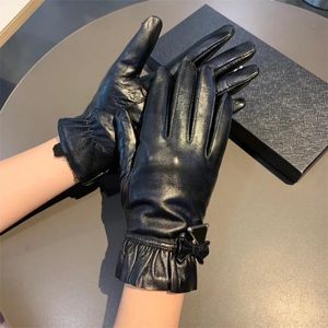 Designer Sheepskin Gloves Women Men Genuine Leather Lace Gloves High Quality Lady Glove Winter Fashion Accessories With gift box