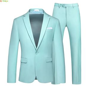 Erkek Suit Blazers Kraliyet Mavi Smokin 2 Parça Düğün Partisi Resmi Ceket ve Pantolon Büyük Boy Kostüm Homme Siyah Gri Kırmızı S5XL 6XL 231116