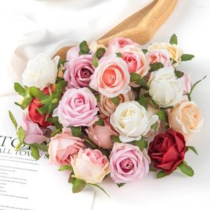 Decorative Flowers Artificial Rose Flower Silk Diy Handmade Garland Fake Wedding Party Decor Garden Decoration