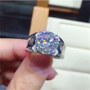 Luxury Male 5CT Lab Diamond Ring 925 Sterling Silver Engagement Wedding Band Rings for Men Moissanite Party Jewelry Gift
