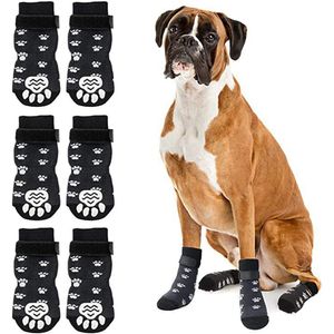 Pet Protective Shoes Anti Slip Dog Socks Grip med remmar Traktionskontroll för inomhus på trägolvslitage Paw Protector Alla hundar 231116