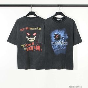 デザイナーファッション服ラグジュアリーティーTシャツヴィンテージアメリカンファッションbrハイストリートビブ乱れたBフレームポイズン洗浄古いTシャツ