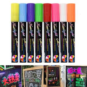 Highlighters 8 Liquid Chalk Penns Marker 6mm Highlighter Pen Reversible Neon Colors Whiteboeard Sketch Marker DIY PO Scrapbook Card 231116