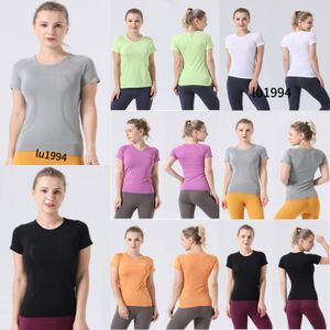 2023 yoga lu-2.0 hızlı teknoloji kadınlar kısa kollu dikişsiz yoga üst tişört ince fit hafif hızlı kuru spor gömlek fitil fitness nefes alabilir ll