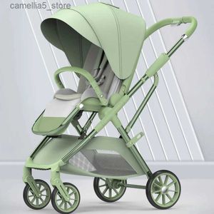 Strollers# Portable Baby Strollers Baby Travel Folding Infant Trolley Pram shock High view Can sit or lie down Baby Carriage light stroller Q231116