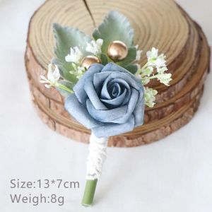 Silk Broche Pin Wrist Corsage Flor Wedding Mulheres homens Boutonniere Bracelet Bangle noivo Decoração da festa da noiva