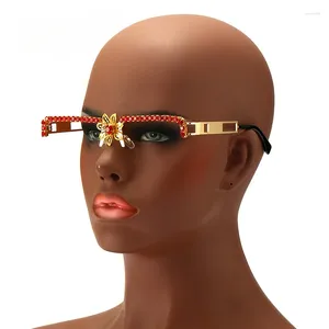 Óculos de sol sem lente diamante incorporação personalizada óculos mulheres meninas artesanais flor de metal senhoras legal óculos estilo quadro