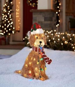 Estatuetas de objetos decorativos Goldendoodle Holiday Living 36x16cm Natal LED Light Up y Doodle Dog Decor com corda Decoração de jardim ao ar livre 2211296696458