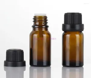 Depolama Şişeleri 200pcs/Lot 15ml Doldurulabilir Amber Cam Euro Droper Şişe, Eşenli Yağ için Çöp Redüktör Kurcalama ile Bestik Kapak