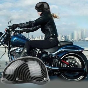 Motorcycle Helmets Half Helmet Retro Style ABS Cotton Plastic Cap For Motorcyclist Biker Ridder Carbon Striation (One Size) Universal