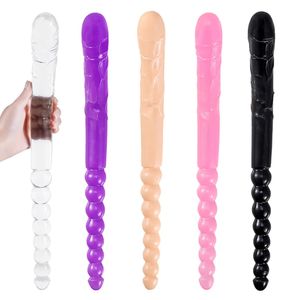 Dildos/Dongs Sex U Shape Double Dildo Flexible Soft Jelly Vagina Anal Women Gay Lesbian Double Ended Dong Penis Artificial Penis Sex Toys 231116