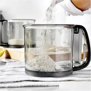 Fruit Vegetable Tools 1Pcs Flour Sifter Semi Matic Handheld Plastic Powder Kitchen Gadget Filter Professional Sifters 231101 Drop Dhbzb