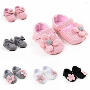 Primi camminatori Morbidi nati 0-18 mesi Scarpe da bambina Bambino Filato di lana Walking Princess Bowknot Flower