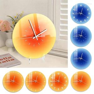 Wandklokken Nor-dic stijl verloop zonsondergang klok licht luxe woonkamer punch-vrij dempen acryl hangend horloge woondecoratie