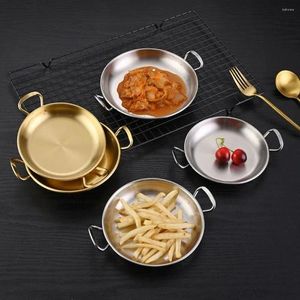 Plates Gold Unbreakable Home With Handle Restaurant Tableware Korean Style Snack Tray Pan Dishes Dessert Plate