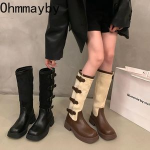 Stiefel 2023 Winter Frauen Lange Mode Seitliche Reißverschlüsse Damen Elegante Dicke Untere Knie Hohe Schuhe 231116