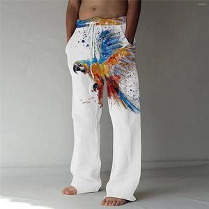 Calça masculina Série de pássaros para jovens de impressão digital masculina masculino Mid Coloque Men colorido Tamanho 13 deslize