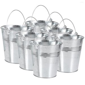 Gift Wrap 6 Pcs Children Gifts Mini Tin Buckets Desktop Stand Miniature Metal Bucket Galvanized Planter Small Pails Jug